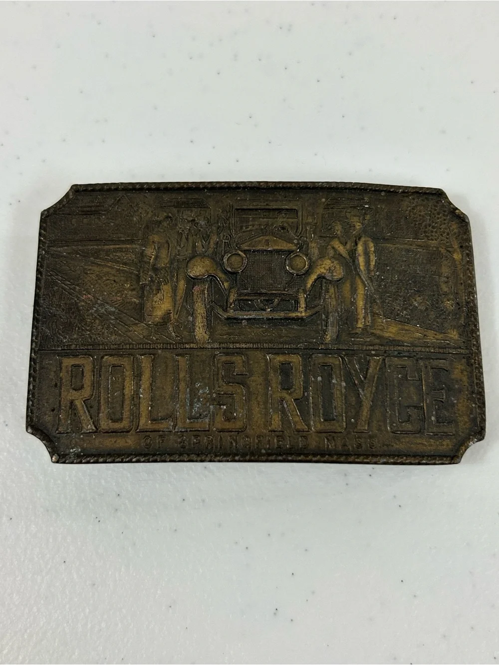 Rolls Royce of Springfield Massachusetts Brass Belt Buckle Vintage 1976